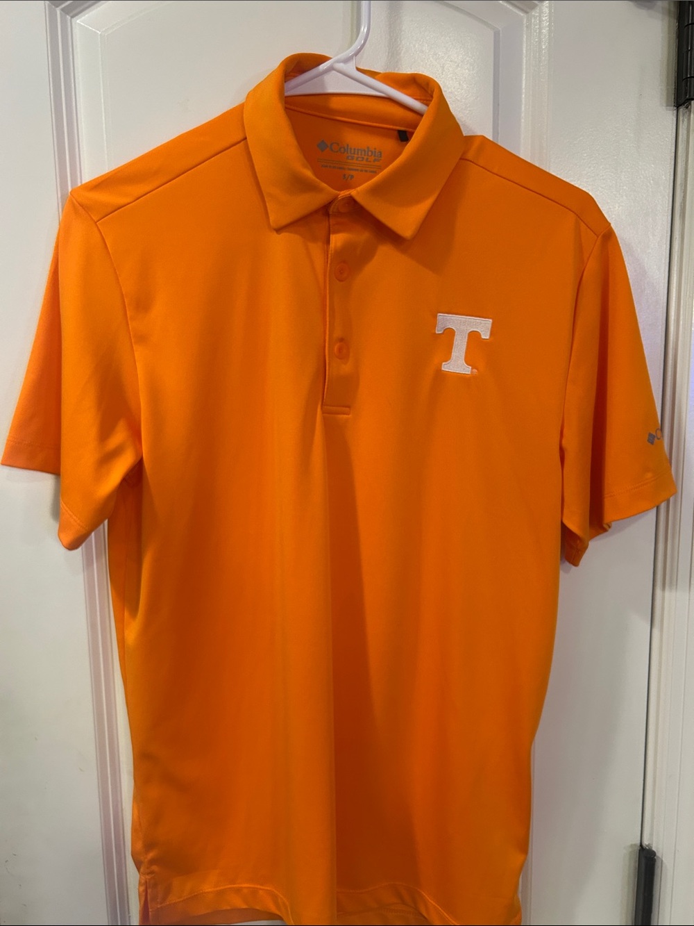 Columbia Men’s Orange Polo with White 'T' Chest Logo